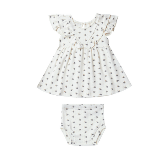 POINTELLE RUFFLE DRESS | INDIGO DITSY | QUINCY MAE