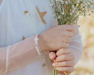 FIRST HOLY COMMUNION BLESSING BRACELET  | GOLD AND PEARL | MY SAINT MY HERO
