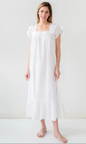 GENIEVE WHITE COTTON NIGHTGOWN