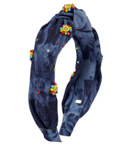 Load image into Gallery viewer, 3D DAISY KNOT WITH STONES IN DENIM  HEADBAND | BARI LYNN