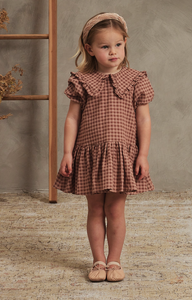 CAMILLE DRESS IN WINE CHECK | NORALEE