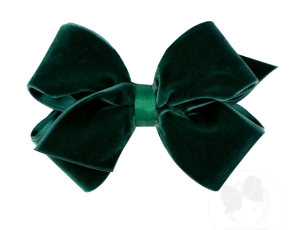 SMALL CLASSIC VELVET HAIR BOW GREEN | MORE COLORS