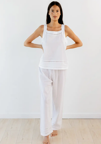 WOMAN  WHITE COTTON  2 PC PAJAMA SET