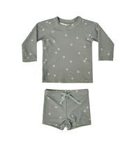 Load image into Gallery viewer, QUINCY MAE BOY RASHGUARD AND SHORT SET | SEA GREEN