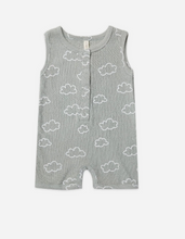 Load image into Gallery viewer, QUINCY MAE RIBBED HENLEY ROMPER| CLOUDS