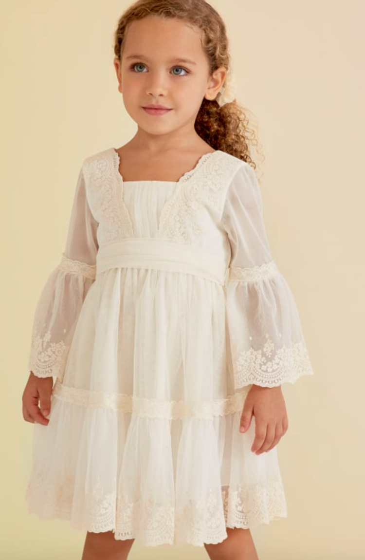 EMBROIDERED TULLE GIRL DRESS