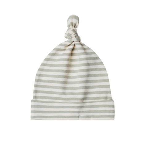 KNOTTED BABY HAT | PISTACHO STRIPES | QUINCY MAE | 0-6 M