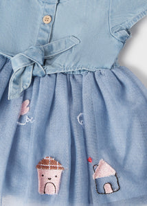 MAYORAL  | DENIM DRESS WITH TULLE | BABY