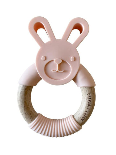 BUNNY SILICONE + WOOD TEETHER - SEVERAL COLORS