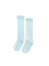 Load image into Gallery viewer, LITTLE STOCKING CO PASTEL BLUE - LACE TOP KNEE