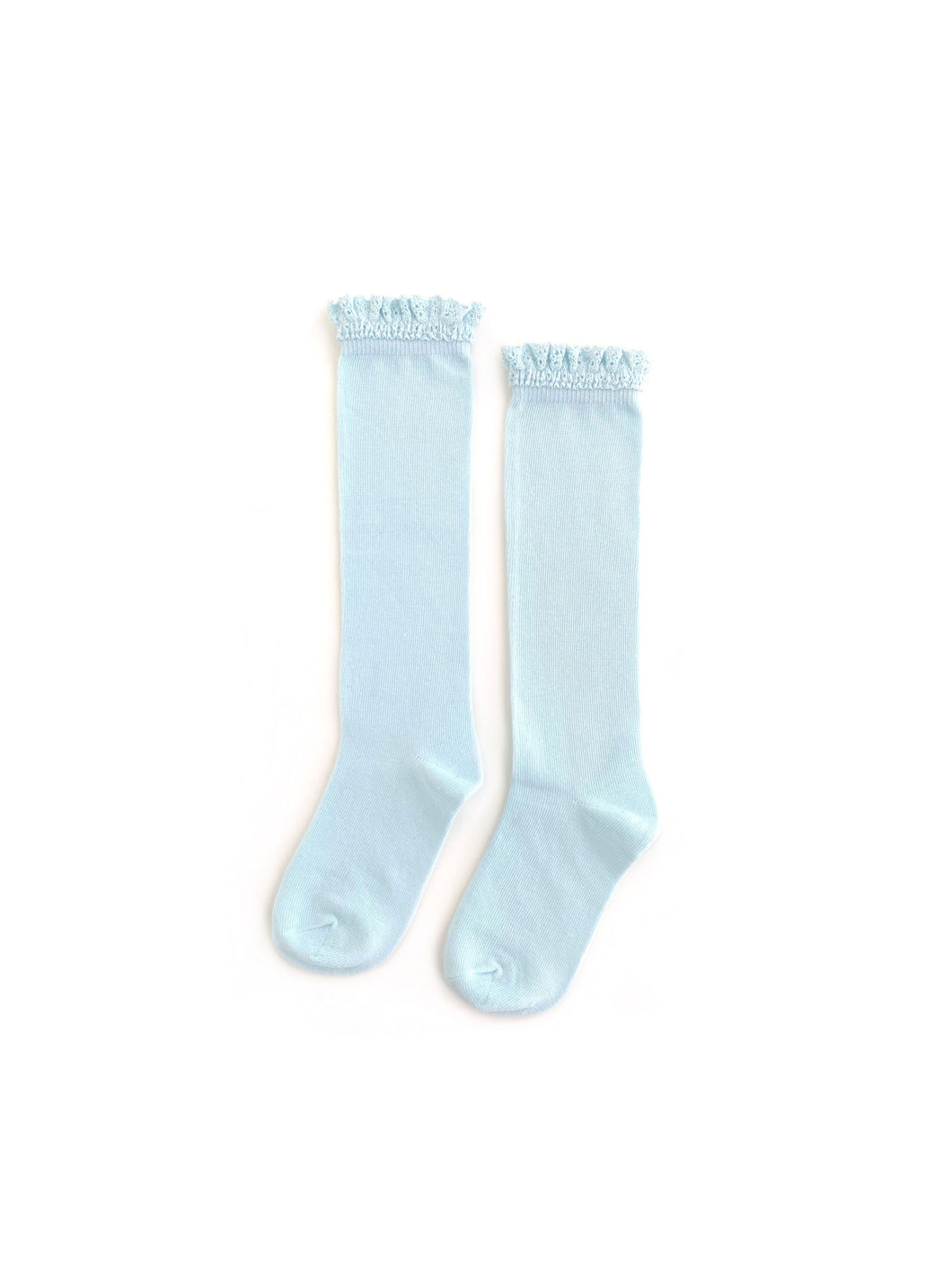 LITTLE STOCKING CO PASTEL BLUE - LACE TOP KNEE