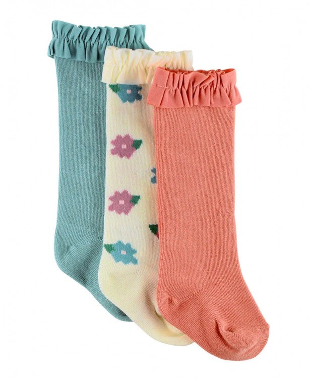 THE KNEE HIGH IN ANTIQUE BLUE, TERRA COTA & FLORAL | 3 PACK